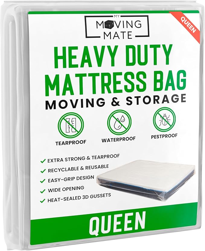Queen Mattress Bags for Moving, Queen Mattress Bag for Storage, Plastic Cover for Bed Storage & Disposal, Matress Bag Protector XL - 60 x 100 x 14 inch