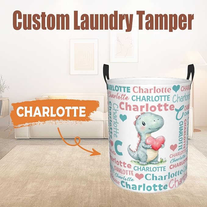 Custom Name Laundry Hamper, Personalized Laundry Basket with Name for Baby Boys Girls, Customized Collapsible Dirty Clothes Hamper Storage with Handles for Bedroom Bathroom Dorm Room Decor - Image 2
