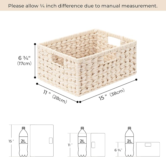 GRANNY SAYS Wicker Storage Baskets for Shelves, Waterproof Wicker Baskets for Organizing, Woven Basket for Shelves, Decorative Basket for Entryway, Butter Milk - Image 2