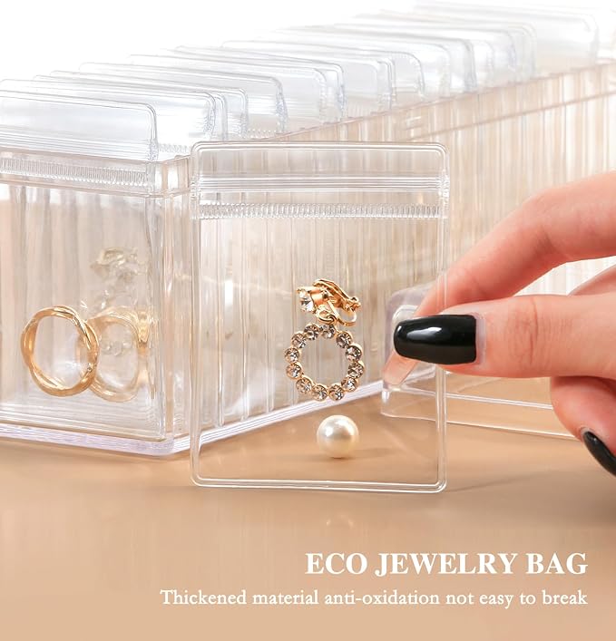 HOMEHIVE Acrylic Jewelry Box Organizer, Clear Jewelry Organizer and Storage with 20 Portable Anti Tarnish Jewelry bags, Travel Jewelry Case for Earrings/Rings/Necklaces Gifts for Women Girls, Clear - Image 5