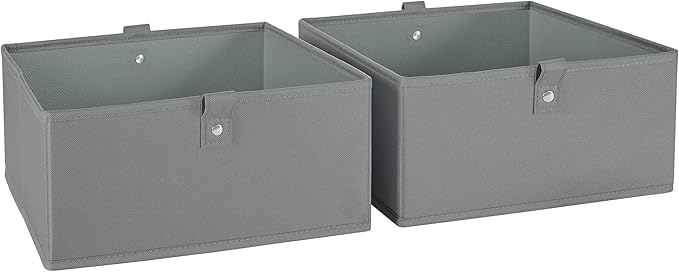 RiverRidge Kids 2pc Folding Storage Bins Set - 10.5” Bin Organizers with Handles - Gray Closet Organizer and Storage for Toys, Games, Shoes - Foldable Cube Storage Organizer Bins for Playroom, Nursery by RiverRidgeHome