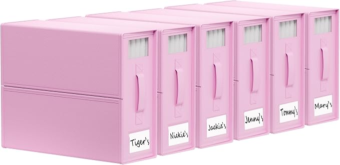 SheetCube Bed Sheet Organizers and Storage 6 Pack, Foldable Linen Closet Organizer with Window and Label, Bedding Folder Storage Box Container for Blanket, Duvet Cover Set, Bed Sheet Set - Pink by SUOCO