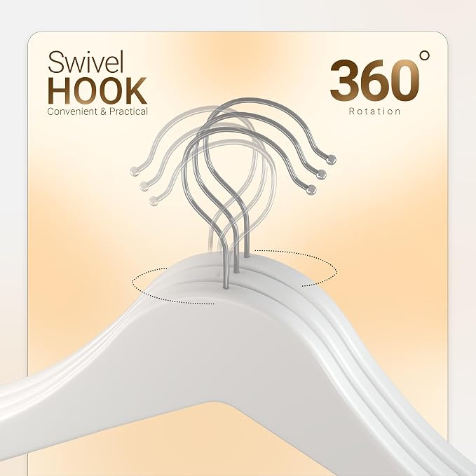 Utopia Home Premium Wooden Hangers 30 Pack - Durable & Slim Coat Hanger - Suit Hangers with 360-Degree Rotatable Hook - Wood Hangers with Shoulder Grooves (White Color) - Image 3