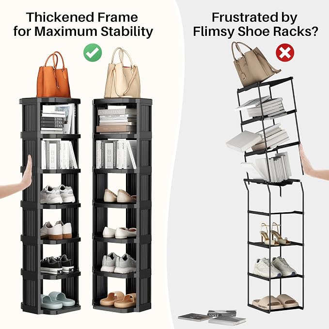 Kitstorack 8-Tier Vertical Plastic Shoe Rack, Freestanding Stackable Storage Organizer for Small Closets and Tight Spaces - Image 5