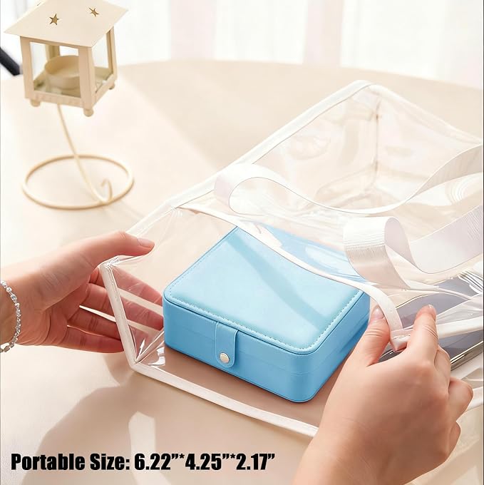 QBestry All-in-One Travel Jewelry Organizer for Women Blue | Small Jewelry Box with 68 Earring Holes | Compact Portable Jewelry Case for Earrings, Rings, Necklaces | Perfect Gifts for Mom Wife Girls - Image 8