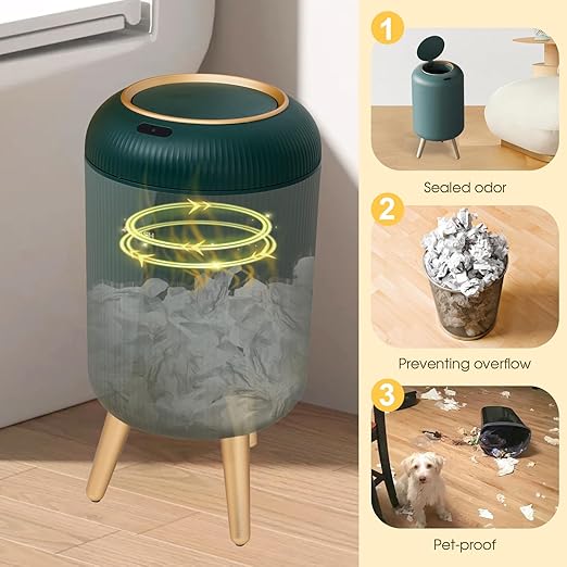 Bathroom Trash Can Automatic Touchless, 3 Gallon Smart Motion Sensor Garbage Can with Lid Electric Small Mini Trash Garbage Bin for Kitchen, Office, Toilet, Bedroom Diaper Trash Cans-Green - Image 4