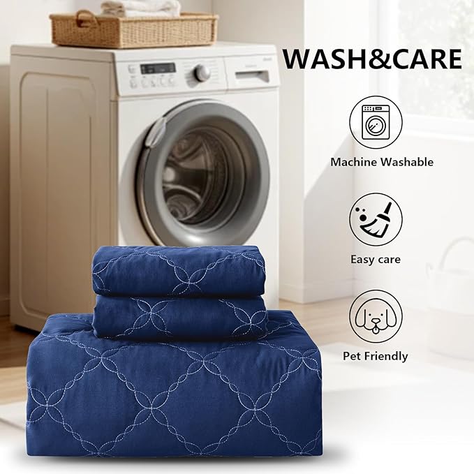 Waterproof Mattress Protector -Twin Size Mattress Pad Silent & Fitted Sheet Style | Full Bed Protection for Kids, Pets, Adults | Hypoallergenic, Machine Washable（Blue,Twin）