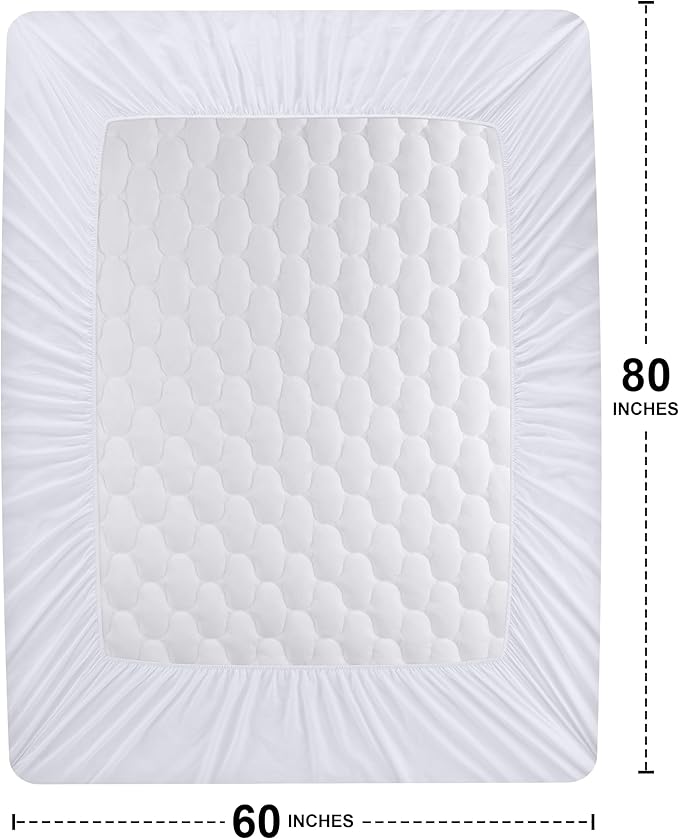 Utopia Bedding 2 Pack Waterproof Mattress Protector, Queen Mattress Pad, Noiseless Quilted Fitted Cover with Deep Pocket Stretches up to 16 Inches (White)