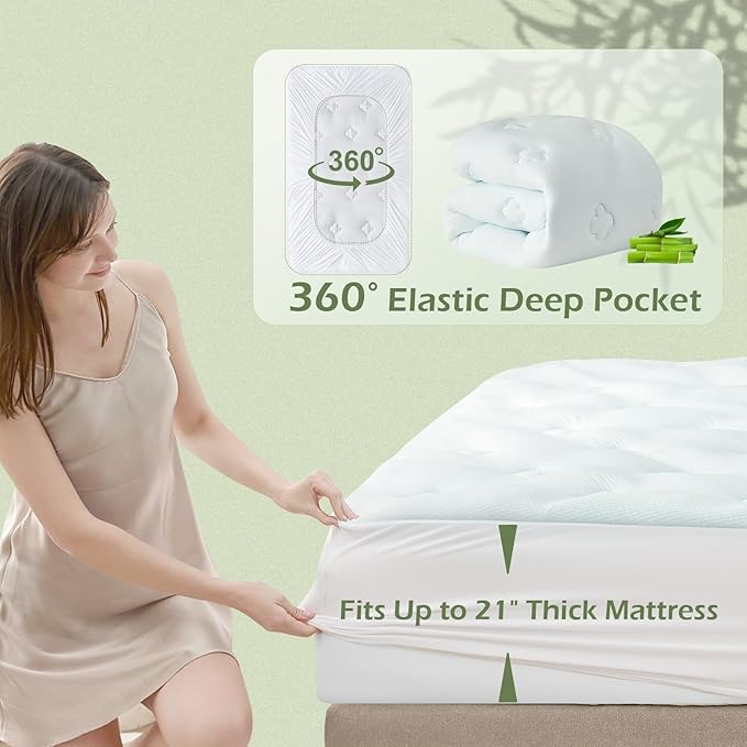 Hansleep Twin Mattress Pad Topper Memory Foam, Twin Foam Mattress Topper Viscose Derived from Bamboo, Twin Size Bed Mattress Pad Cover for Back Pain Relief, 39" x 75", White