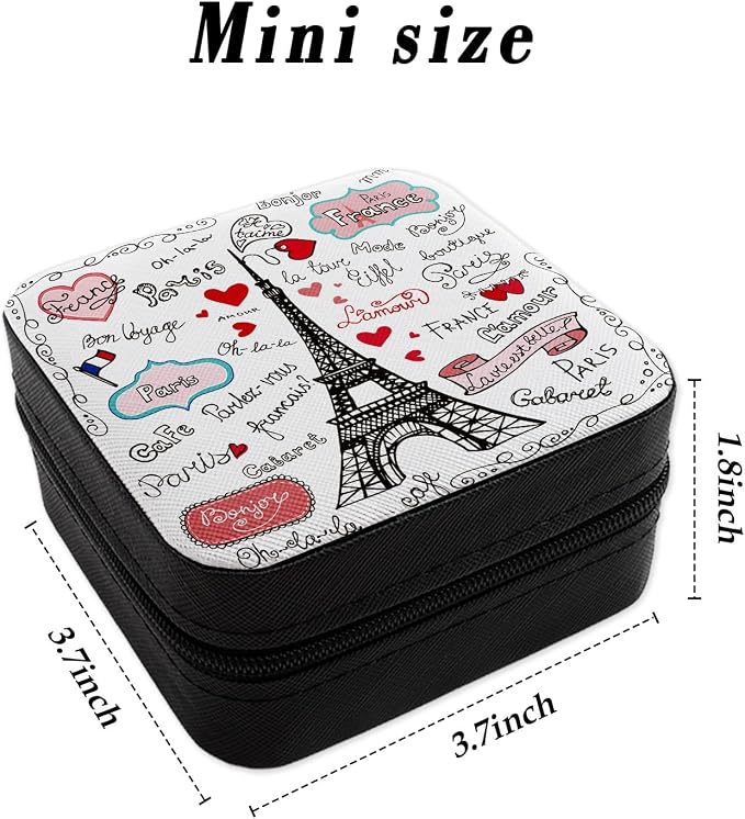 Paris Eiffel Tower Mini Jewelry Box Small Traveling Jewelry Case for Women Girls Jewellery Storage Box Portable Storage Organizer for Earring Ring Necklace Birthday Christmas Wedding Gift - Image 2