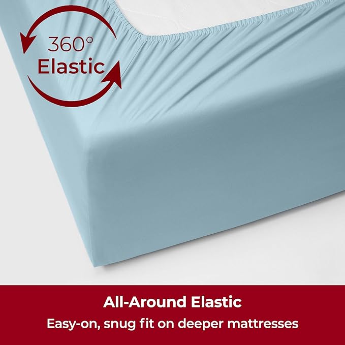 Mellanni Extra Deep Queen Sheets - 4 PC Iconic Collection Bedding - Hotel Luxury, Ultra Soft, Cooling Bed Sheets - Wrinkle, Fade, Stain Resistant (Queen, Aqua)