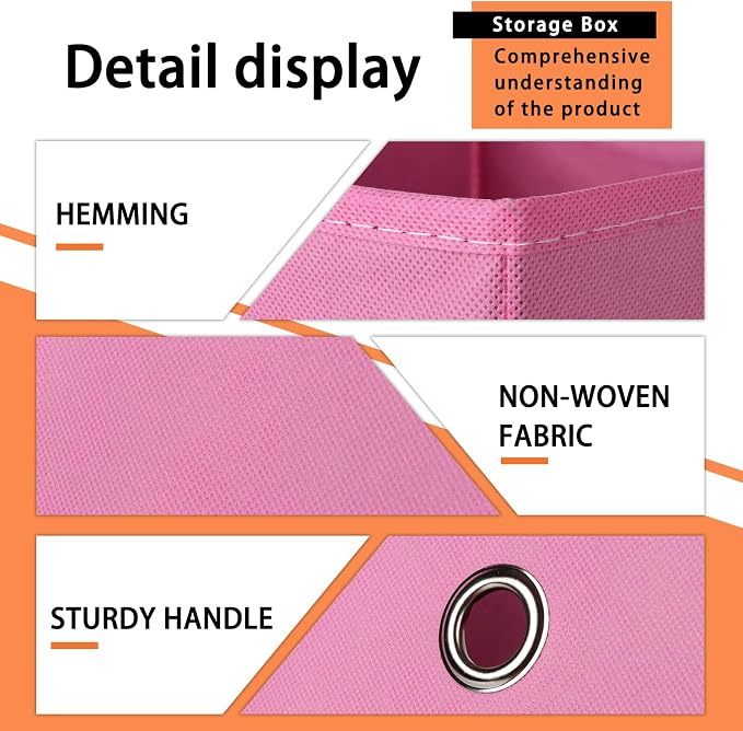 Foldable Storage Cubes Bins ,11 Inch Cloth Storage Cube Fabric Storage Box Cubes Organizer Baskets with Dual Handles for Home Organizer Set of 8 (Pink) - Image 7