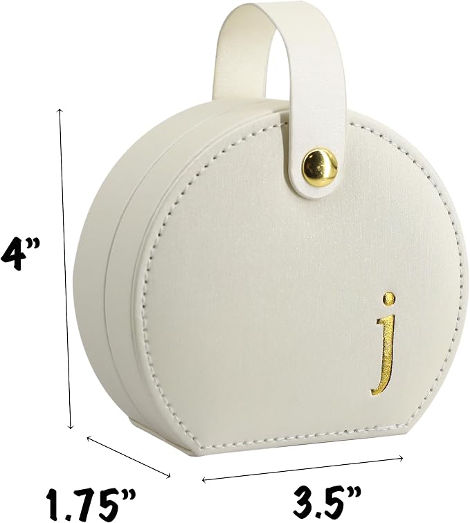 COLLECTIVE HOME - Travel Jewelry Case, Elegant Half-Moon Design with Gold Monogram, Detachable Handle, Personalized Accessory Organizer, Gift for Fashion-Forward Women and Teens (j) - Image 3