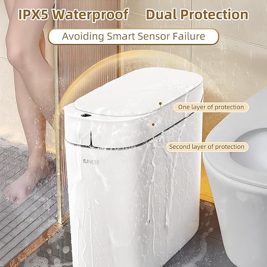 funest Smart Bathroom Trash Can with Lid- 3.5 Gallon Rechargeable Motion Sensor Trash Can,Waterproof Automatic Garbage Can with Automatic Suction Bag Feature,Waste Bin for Bedroom, Kitchen, Office - Image 7