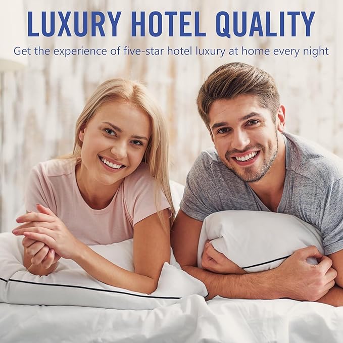 Vorouhals Hotel Collection Bed Pillows for Sleeping 4 Pack Queen Size Cooling Pillows Set of 4 for Back, Stomach or Side Sleepers, Super Soft Down Alternative Microfiber Filled Pillows