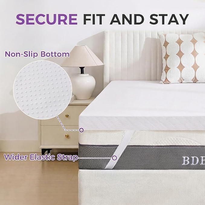 BDEUS Twin XL Size 3 Inch Gel Memory Foam Mattress Topper for College Dorm, Supportive Pressure Relief Bed Topper with Removable Washable Cover, CertiPUR-US Certified