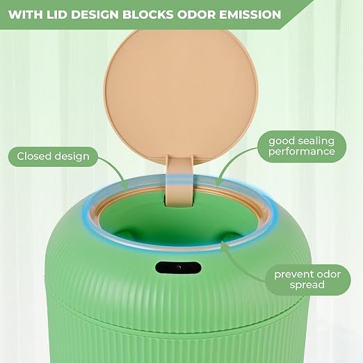 Pukomc Smart Sensor Wastebasket, Convenient and Hygienic Easy to Use, Technology Sensor Waterproof Wastebasket Plastic Trash can for Kitchen, Bathroom, Bedroom, Living Room, Office and Outdoor Green - Image 4