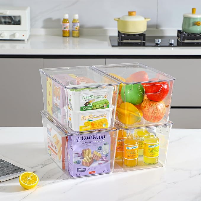 6 Pack Clear Storage Bins with Lids, 7 Quart Stackable Storage Boxes for Storage and Organization, Plastic Storage Containers with Lids, Plastic Bins with Handles for Office, Bedroom, Study Room - Image 8