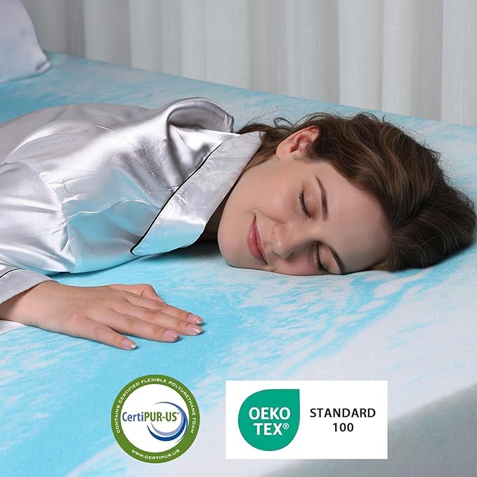 3 Inch Gel Memory Foam Mattress Topper California King Size - Cooling Blue Foam Pad for Pressure Relief, CertiPUR-US Certified, Comfortable Bed Topper