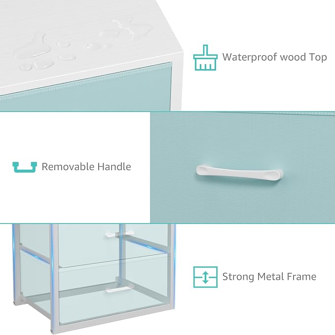 BOLUO Stackable Storage Drawers Closet Organizers and Storage Fabric Blue 2 Drawer Dresser for Bedroom 2 Packs Modern - Image 8