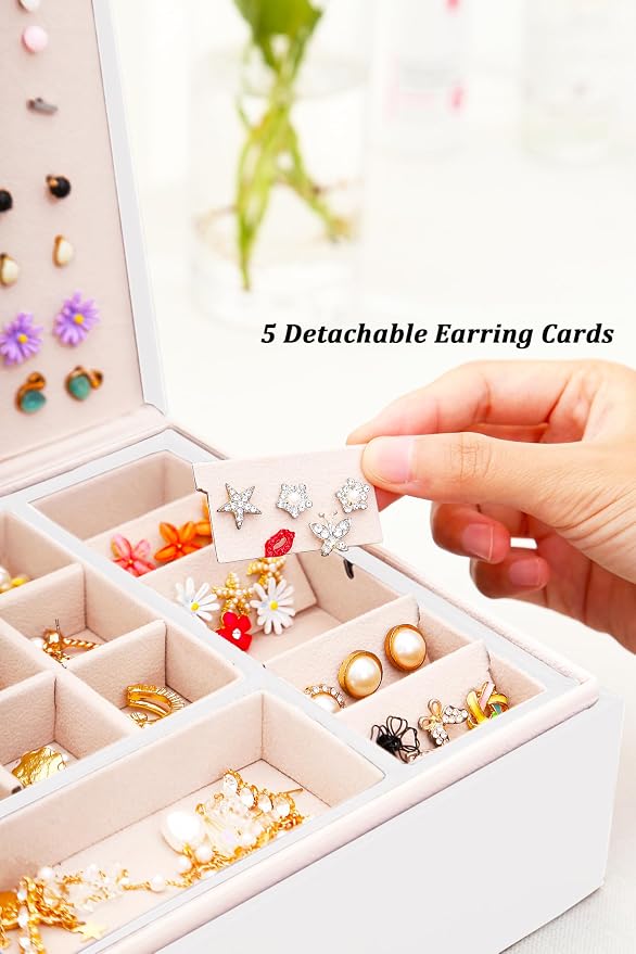 QBestry Jewelry Box for Earrings, Teen Girls Jewelry Organizer Box Earring Holder Organizer for Girls Jewelry Box Stud Earring Organizers for Girls Earrings Jewelry Boxes for Women Bling - Image 4