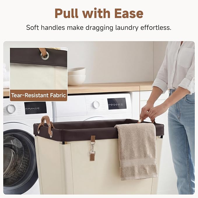 StorageWorks 210L Laundry Basket with Wheels, Extra Large Rolling Hampers for Clothing Organizer, Dirty Clothes Basket for Hotel, Home, Closet, Dorm, Beige - Image 5