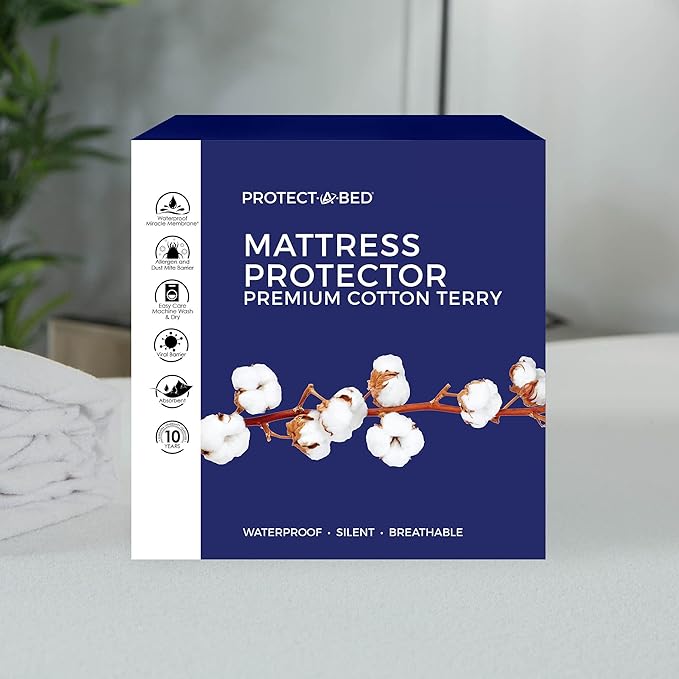 Protect-A-Bed Premium Waterproof California King Mattress Protector, White