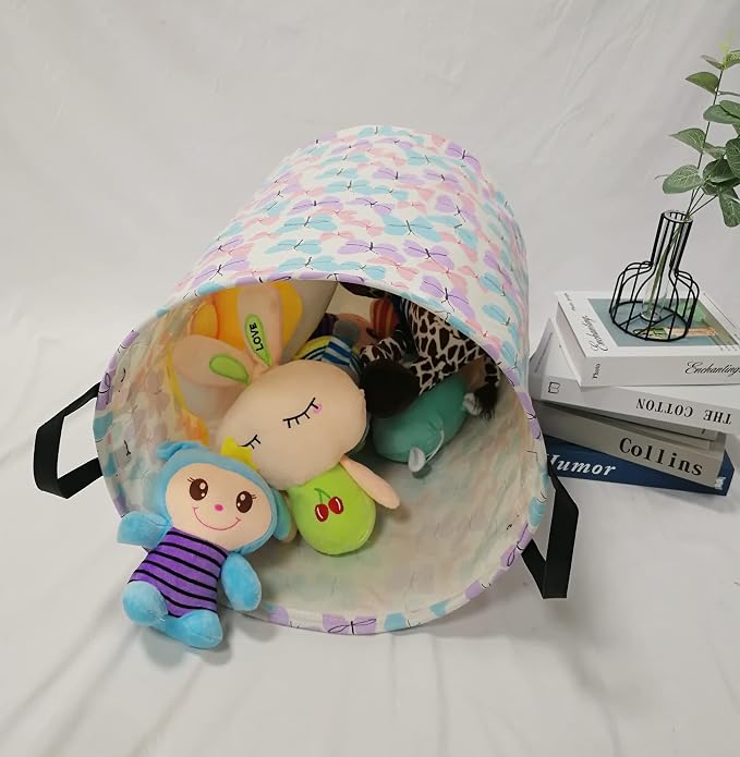 MAIZMZ Storage Bins Toys Box Kids Baby Hamper Waterproof Laundry Basket Canvas Collapsible Gift Organizer Bin for Home/Dorm/Kitchen/Pet/Office/Closet/Shelf/Gift Baskets(Butterfly) - Image 4