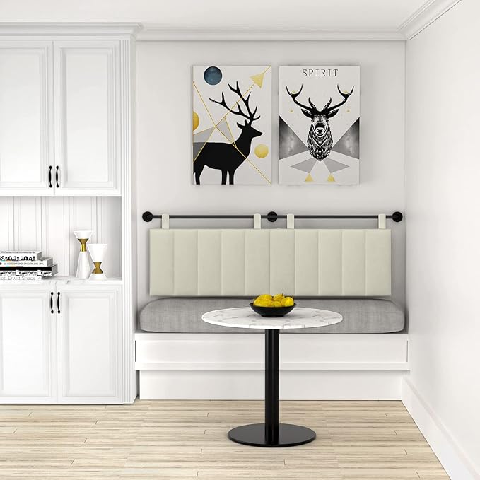 BSHOMGI King Headboards Only Wall Mounted Headboard for BedroomComfortable Velvet Vertical Channel Headboards for Adjustable Size Bed (Velvet Beige, King)