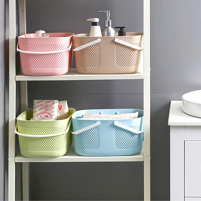 Shower Caddy Basket, Portable Large Capacity Thickened Plastic Organizer Storage Tote with Handles Drainage Toiletry Bag Bin for Bathroom, College Dorm Room Essentials, Kitchen, Camp, Gym, Pink - Image 6