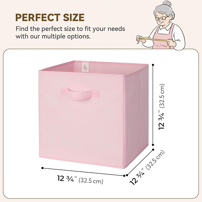 GRANNY SAYS Cube Storage Bins, 13x13 Cube Storage Organizer, Fabric Collapsible Storage Bins with Handle, Storage Cubes for Shelves, Closet, Pink Gradient, 6-Pack - Image 6