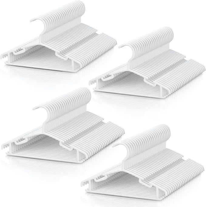 VILICK Kids Plastic Hangers, Baby Clothes Hangers for Closet 100 Packs Non-Slip Toddler Hangers for Infant Child Clothing, Small Children, for Pants Coats Skirts (White) by VILICK