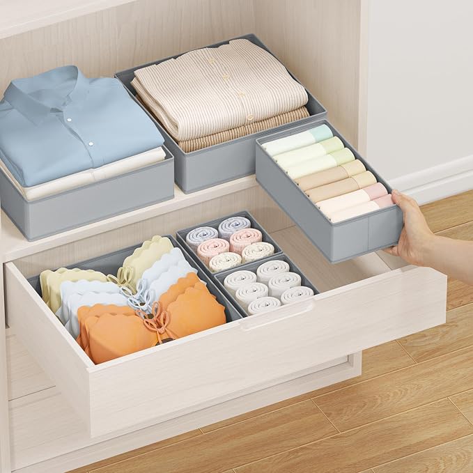 DIMJ Drawer Organizer Clothes Storage - 24 Pack Baby Dresser Organizer for Nursery, Small Fabric Closet Drawer Organizer Bins for Underwears Socks, Foldable Storage Dividers Organization for Bedroom - Image 4