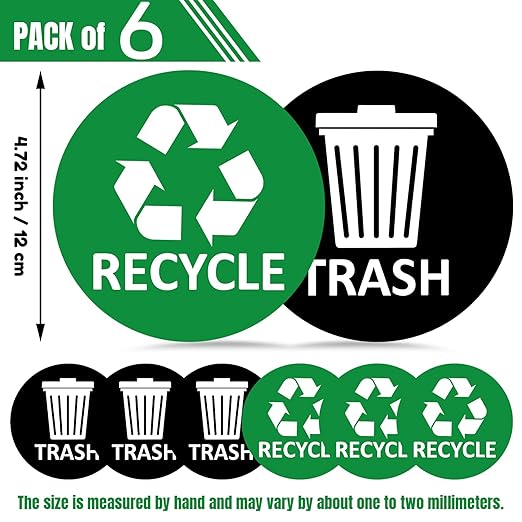 Sukh 3 pcs Recycle Stickers and 3 pcs Trash Stickers for Trash Can Sign Garbage Recycling Sticker Vinyl Perfect for Kitchen Necessity Home Essentials,Home, Work,Commercial Event,Apartment,Hotel - Image 4