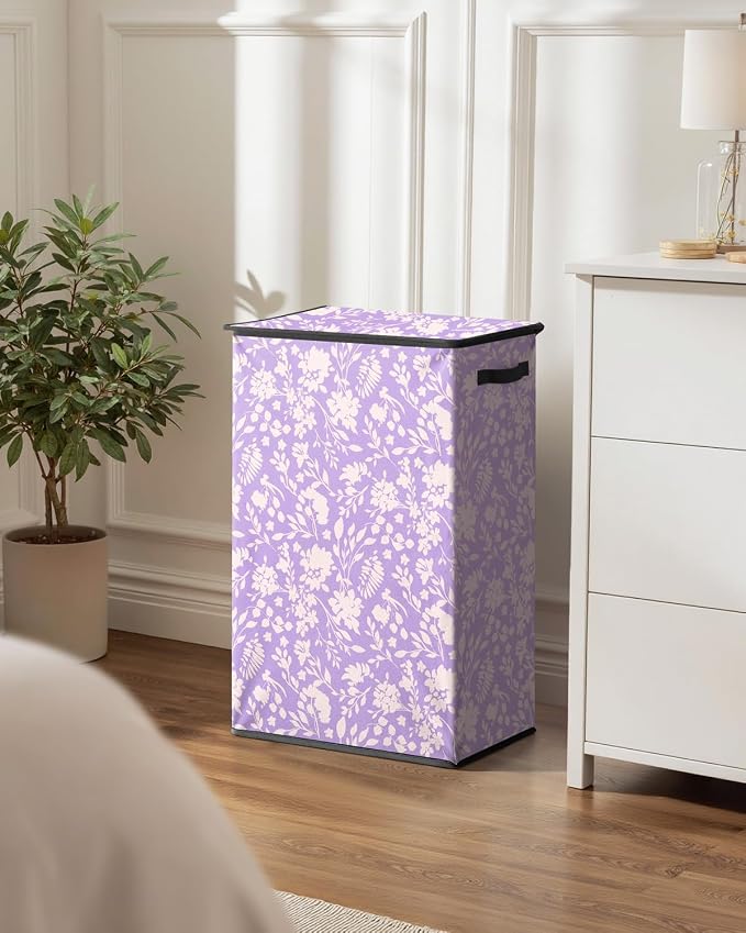 SOLEDI Laundry Hamper with Lid, 90L Tall & Large Floral Laundry Basket, Collapsible Clothes Hamper with Removable Bag, Dirty Hampers for Bedroom, Bathroom, Laundry Room - Image 7