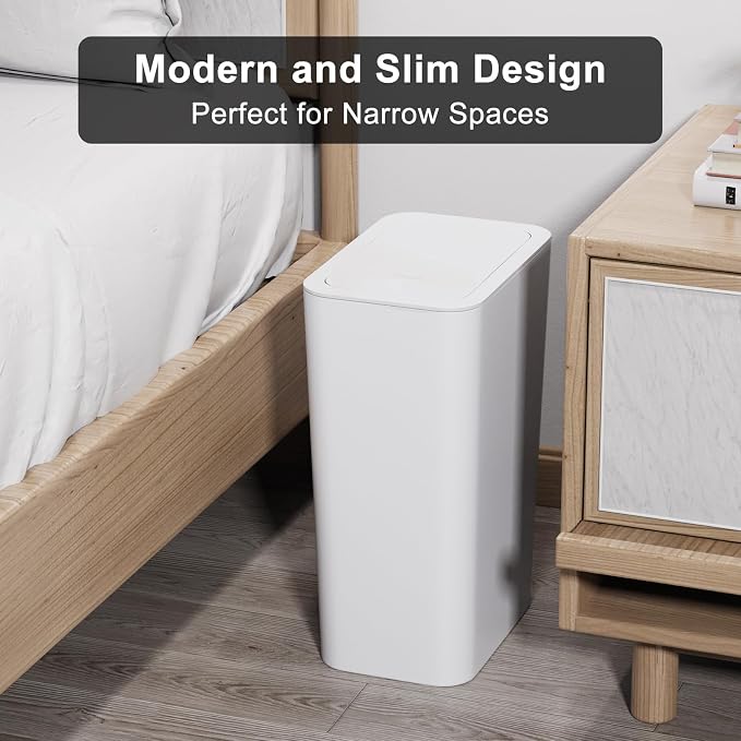 N. NETDOT 3 Pack 3 Gallon Small Trash Can with Lid, Bathroom Garbage Can with Pop-Up Lid, Waste Basket for Bathroom, Kitchen, Bedroom, Powder Room, Craft Room, Office, College (Off White) - Image 4