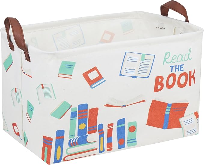 Kids Baskets Nursery Basket Girl Baby Storage Bins Rectangular Book Basket Toy Storage Bin Organizer Shelf Box Rose Room Decor(Book) by DDBASKET