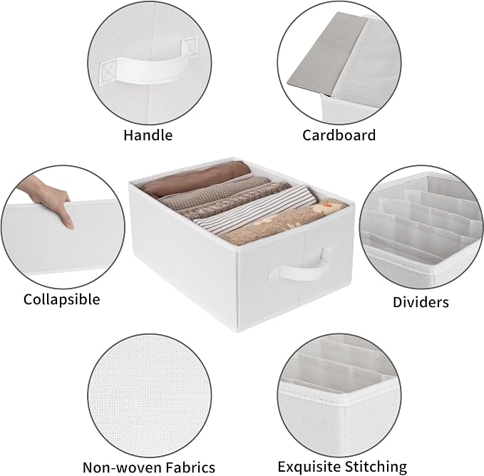 GRANNY SAYS Wardrobe Clothes Organizer, Drawer Organizers for Clothing, Closet Organizers and Storage, Organizer for Drawer, Pants, Jeans, T Shirt, Beige, 4-Pack - Image 4