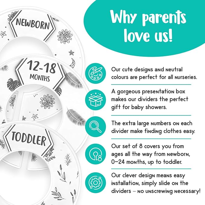 Eli with Love Baby Closet Dividers (Boho) – Fits 1.5" Rod - Set of 8 Closet Size Dividers – Baby Clothes Dividers for Closet – Organize Nursery Hangers Size/Age - Image 5