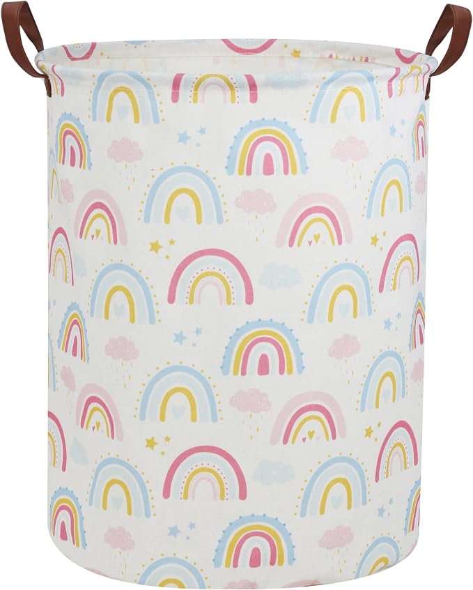 Rainbow Laundry Hamper Kids Hamper for Nursery Boy and Girl Baby Clothes Hamper Cute Girls Toys Storage Bin Organizer Soccer Room Decor for Home(Rainbow) by DDBASKET