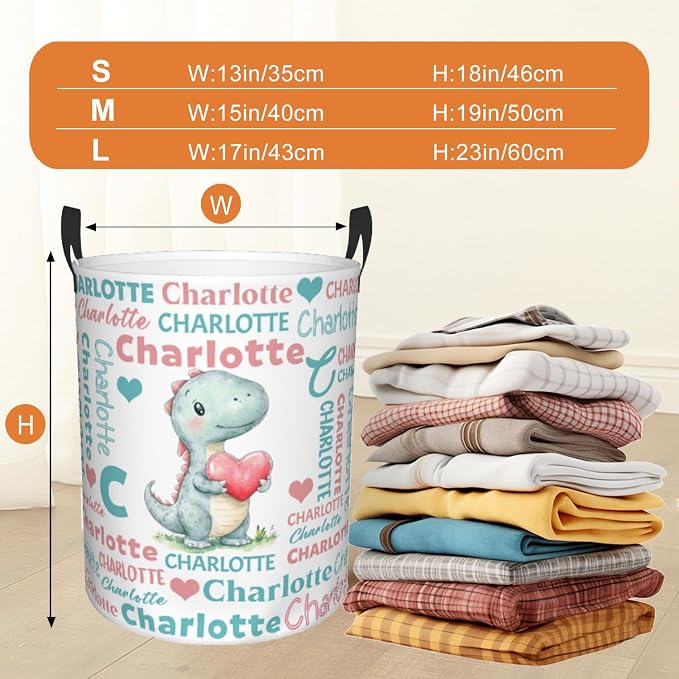 Custom Name Laundry Hamper, Personalized Laundry Basket with Name for Baby Boys Girls, Customized Collapsible Dirty Clothes Hamper Storage with Handles for Bedroom Bathroom Dorm Room Decor - Image 3