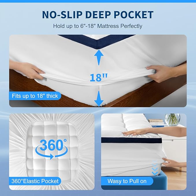 4 Inch Dual Layer Memory Foam Mattress Topper Full Size - 2 Inch 1000GSM Soft Pillow Top Mattress Pad & 2 Inch 5-Zone Egg Crate Cooling Gel Memory Foam for Back Pain with 6-18" Deep Pocket(54"x75")