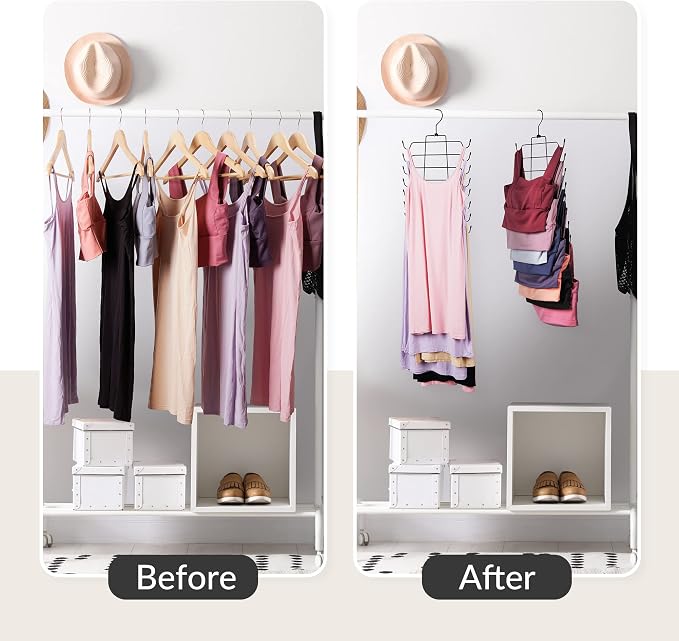 ZEDODIER 4 Pack Tank Top Hanger Space Saving, Bra Hangers for Closet Organizer, Hanging Bra Organizer Tank Tops Holder with 32 Hooks, Metal Closet Organizers and Storage Small Space Solutions, Black - Image 2