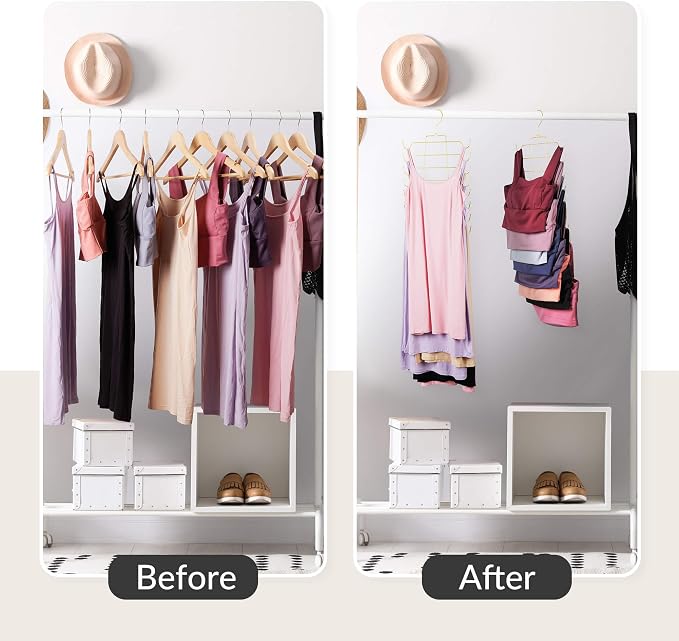 ZEDODIER Tank Top Hanger Space Saving, Bra Hangers for Closet Organizer, Hanging Bra Organizer Tank Tops Holder with 8 Hooks, Metal Closet Organizers and Storage Small Space Solutions, Gold - Image 3
