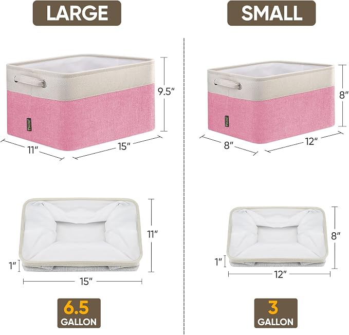 BALEINE 1 Pack Fabric Closet Storage Bins for Shelves, Linen Closet Organizers and Storage, Decorative Baskets for Organizing, Shelf, Clothes, Home, Office (Pink, 15''x11''x9.5'') - Image 2