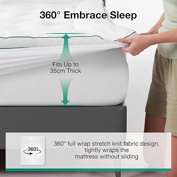 Novilla King Mattress Topper, Extra Thick Pillow Top Mattress Pad, Down Alternative Fill Breathable Cotton Cover, 8-21" Deep Pocket Soft Bed Topper for Back Pain Relief
