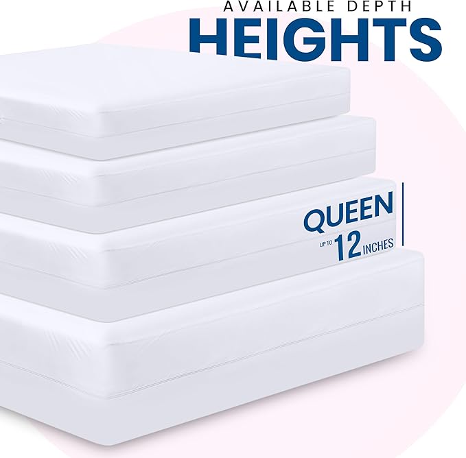 Utopia Bedding Premium Waterproof Bed Bug Mattress Cover (Pack of 2), Queen Zippered Mattress Protector, 12 Inches Deep, Dust Mite Proof 6-Sided Mattress Encasement for Bed