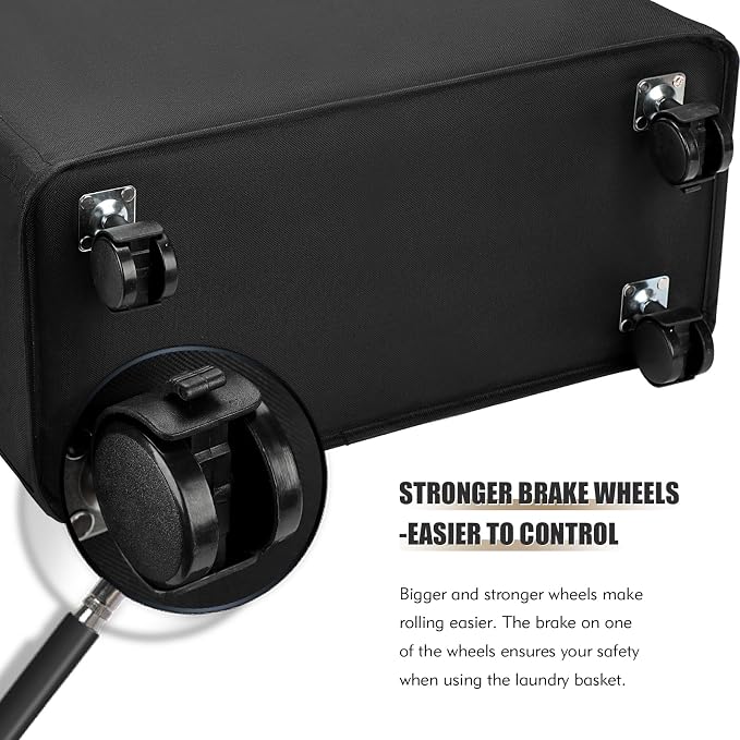 DOKEHOM 25-Inches Slim Laundry Basket on Wheels, Collapsible Rolling Laundry Hamper, Foldable Narrow Corner Clothes Storage Bins (Black) - Image 5