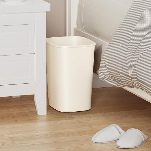 CEROELDA Bathroom Trash Can with Lid, 10L/2.6 Gal Small Garbage Can with Press Top Lid, Slim Plastic Waste Basket for Toilet, Office, Bedroom(Beige) - Image 4