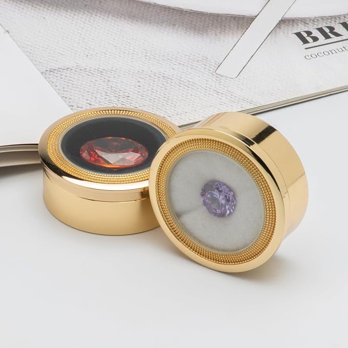 Small Loose Diamond or Gemstone Display Box Case Holder Show Container Metal (Gold- 1.5x0.6) - Image 6